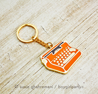 Typewriter Keychain -- Metal Enamel Key Chain Housewarming