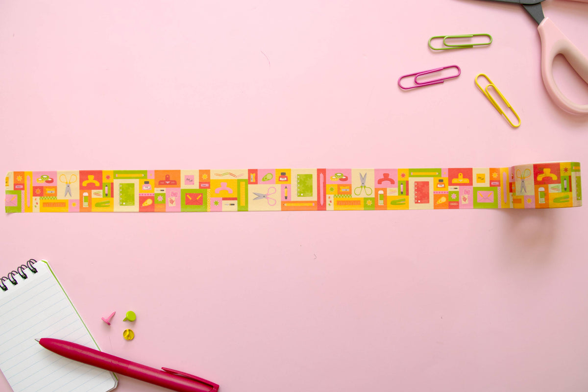 Stationery Patchwork 30mm Wide, Decorative Washi Tape