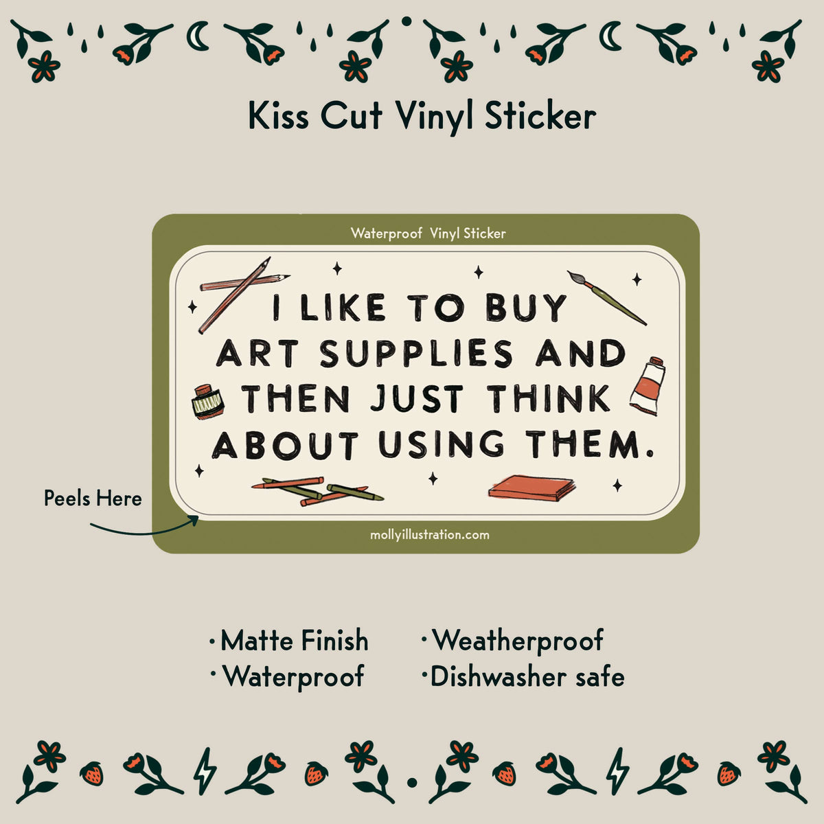 I Like to Buy Art Supplies Waterproof Vinyl Sticker