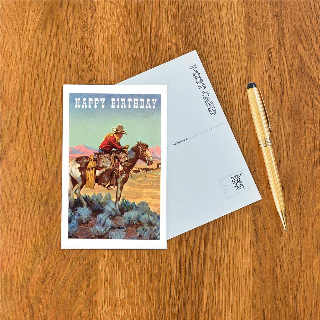 Postcard HB-389 Happy Birthday, Day Herdin'