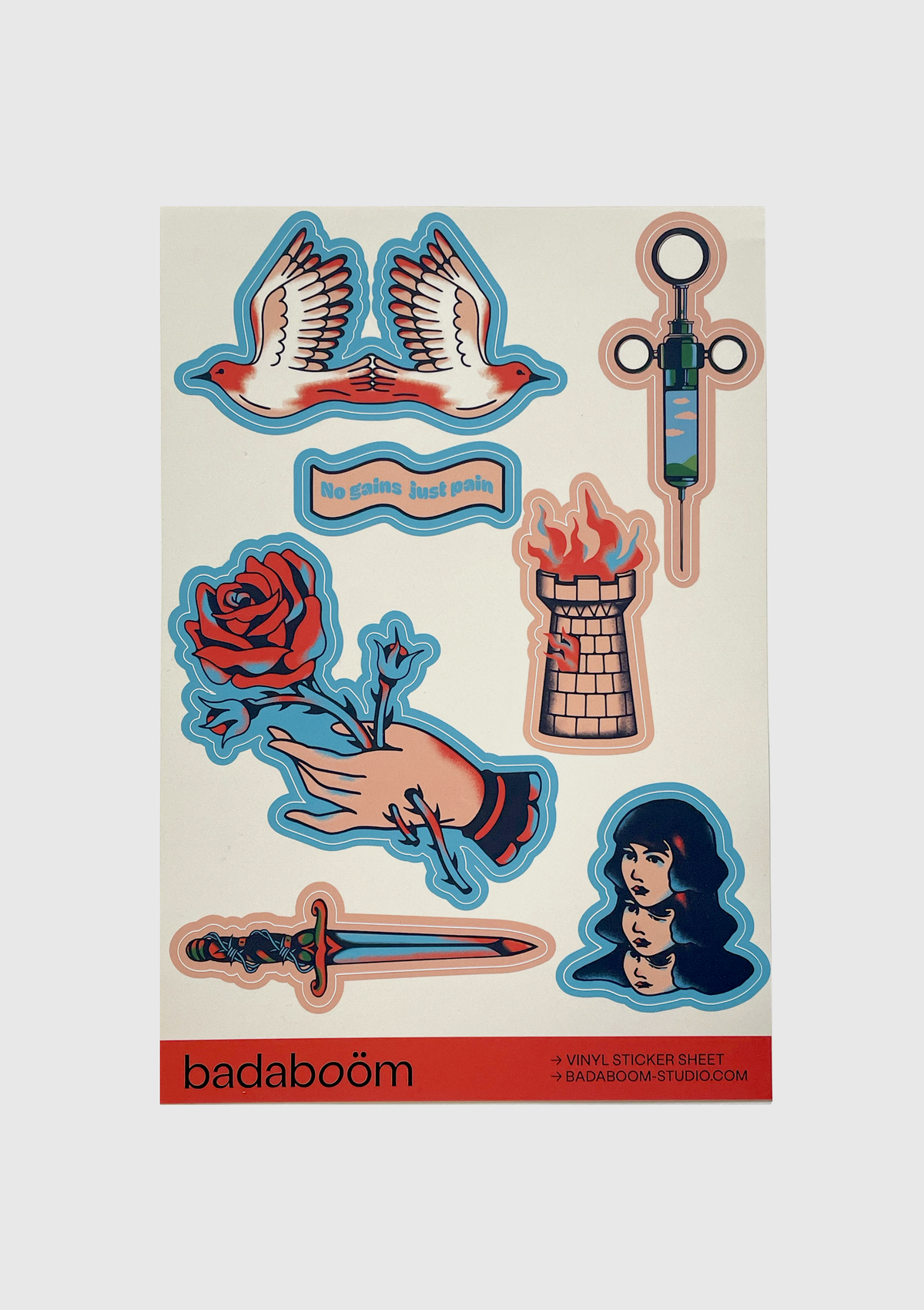 No Gains Just Pain Sticker Sheet