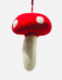 3.5 " Felt Mushroom ornament, red