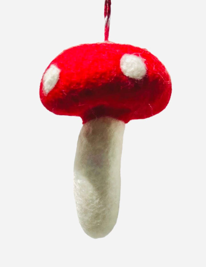 3.5 " Felt Mushroom ornament, red