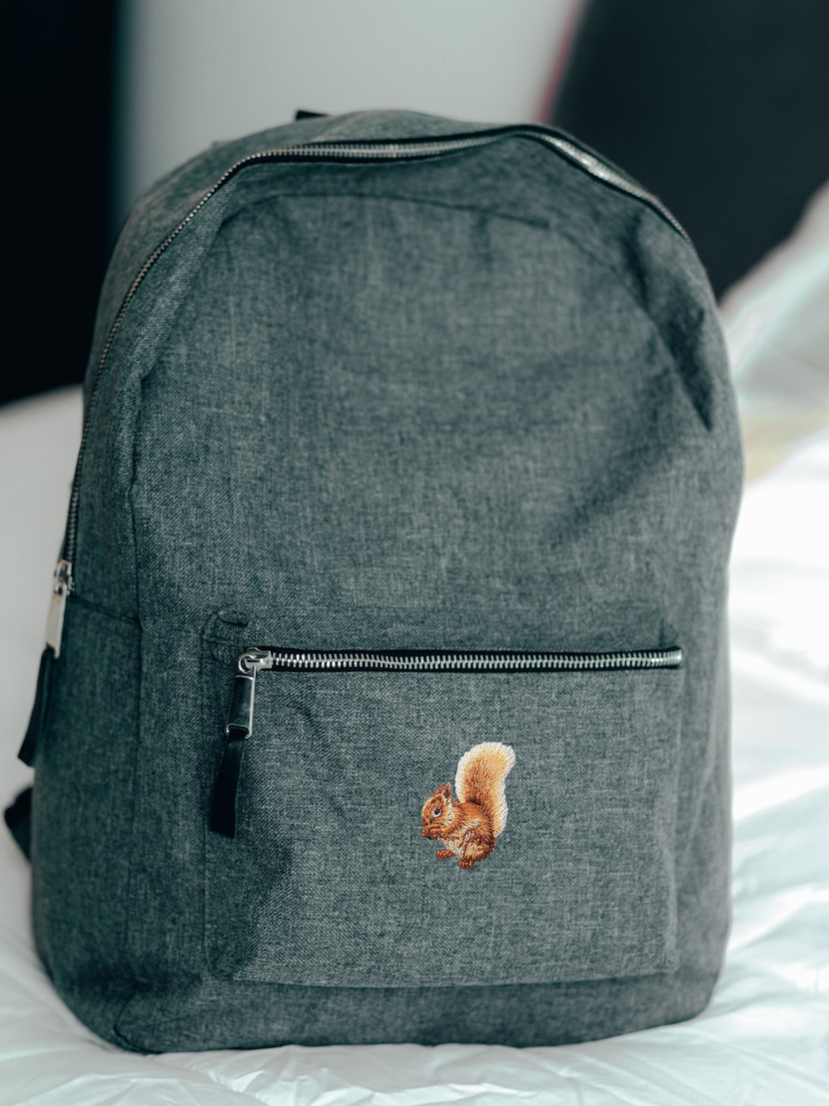 Squirrel - Brown - Facing Left with Acorn nut Iron on Patch