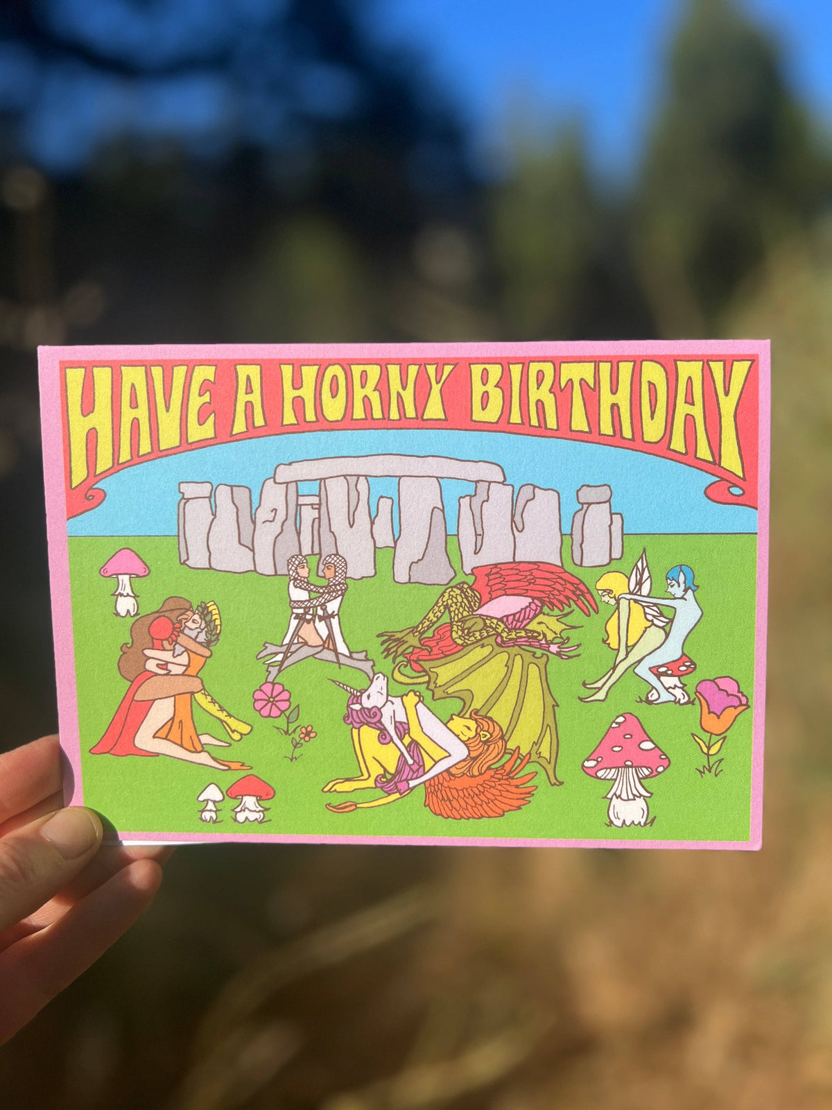 A7 Have A Horny Birthday Pagan Stonehenge Orgy Greeting Card
