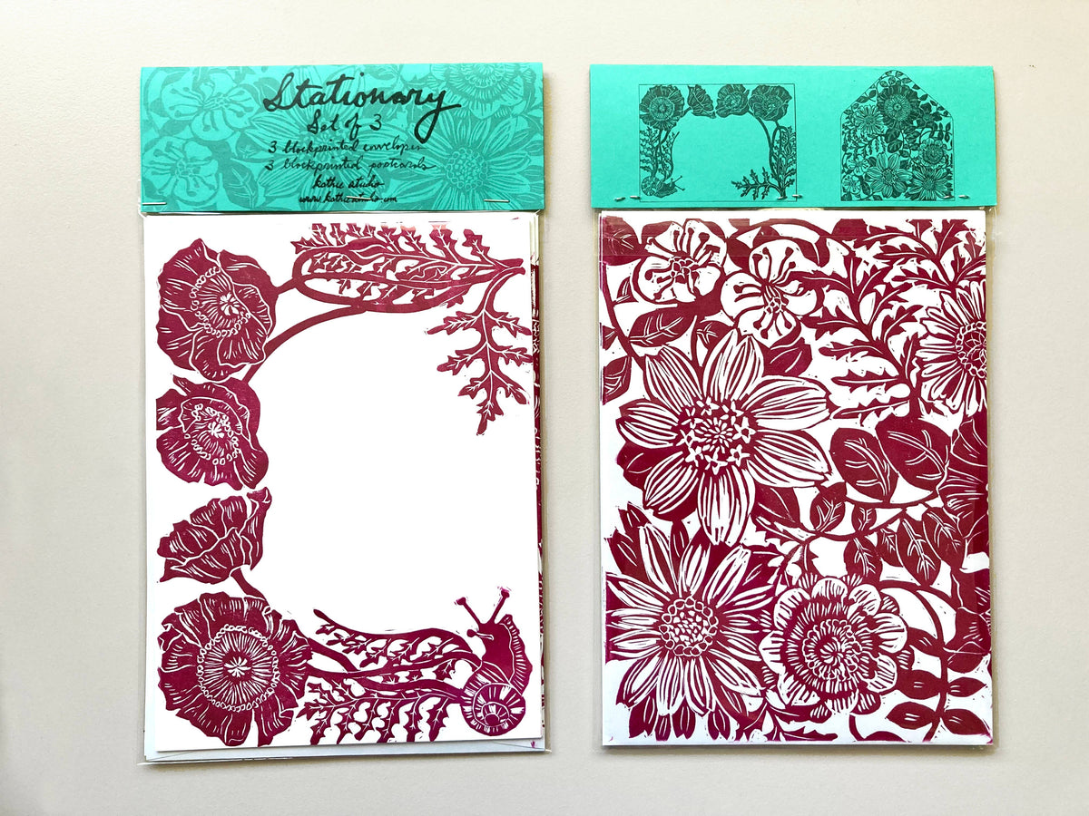 Poppy Envelope and Postcard Stationery Set of 3