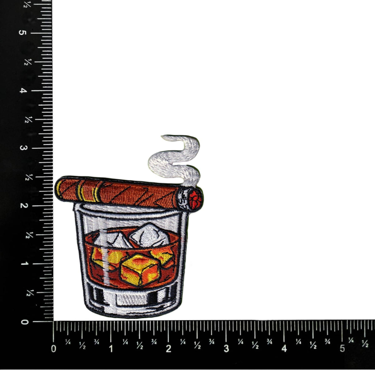 Whiskey and Cigar Embroidered Iron on Patch