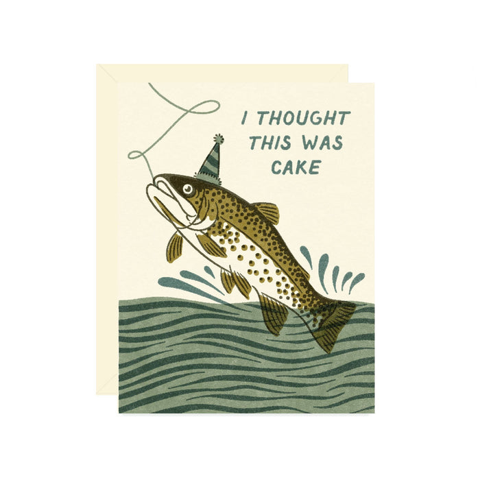 Trout Catching Cake card