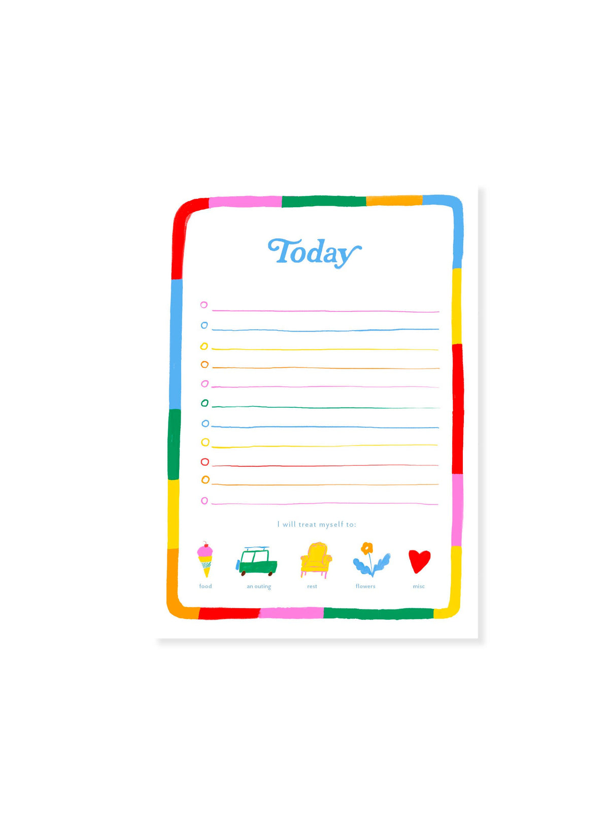 Today Rainbow To-Do - Illustrated 5x7 Notepad