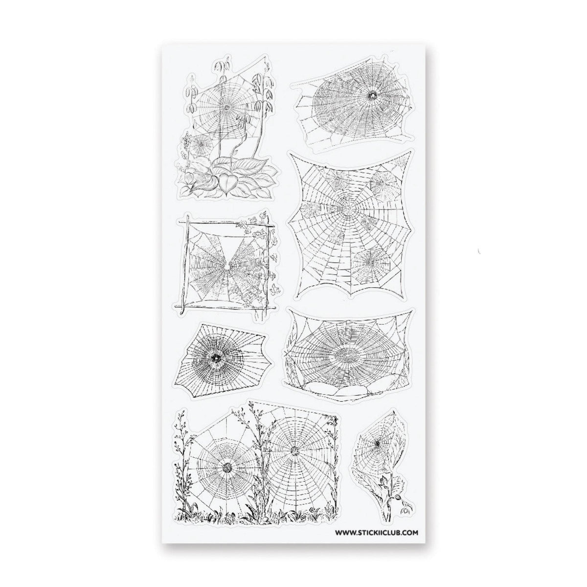 Silver Spiderwebs Sticker Sheet
