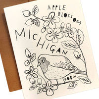 MICHIGAN State Flower & Bird Greeting Card
