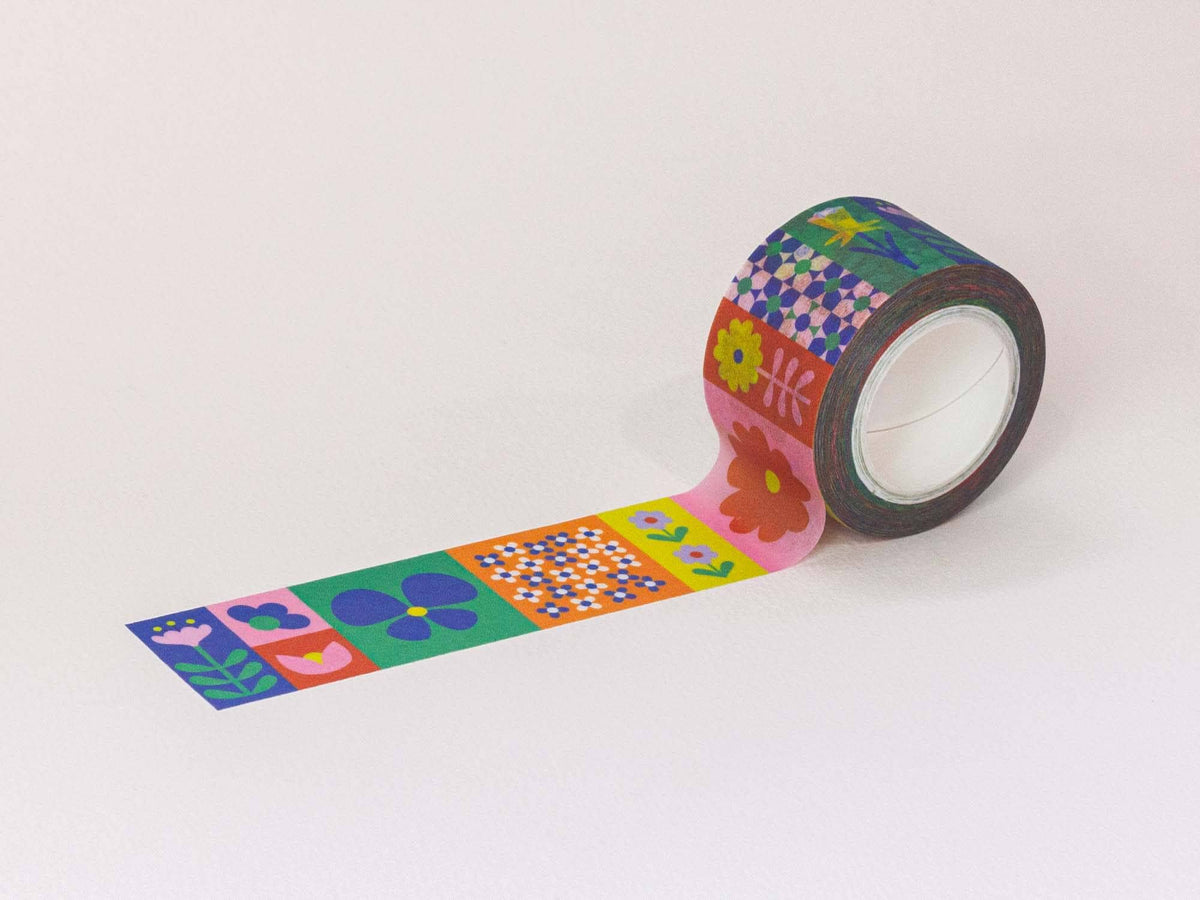 Flowerblock 25mm • Colorblock Flowers Wide Washi Tape