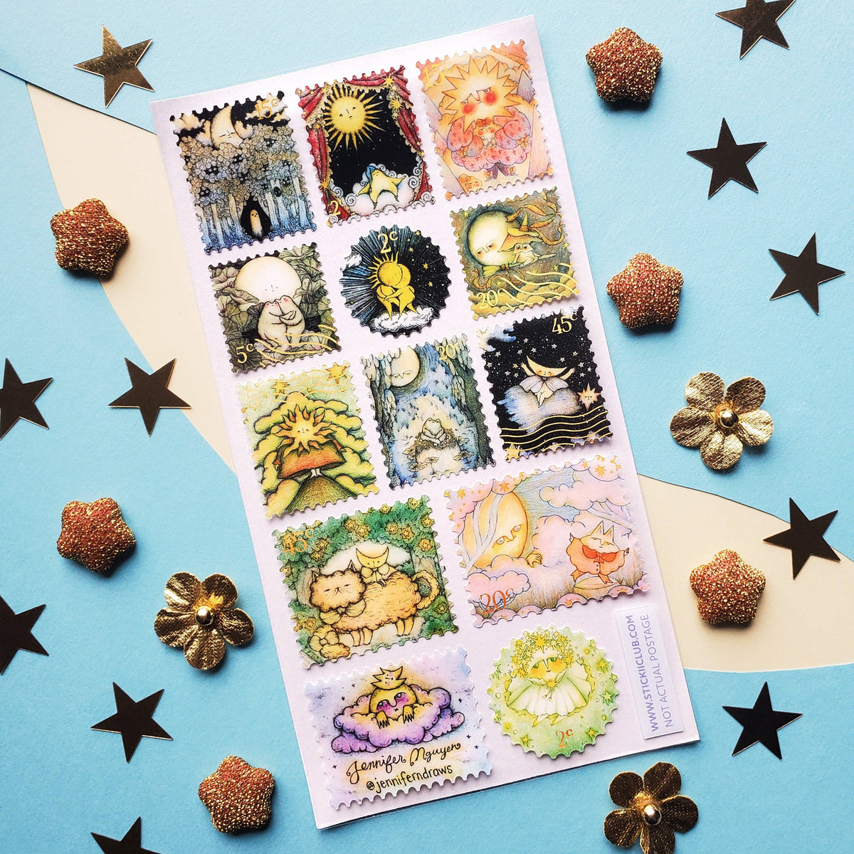 Sun & Moon Stamps Sticker Sheet