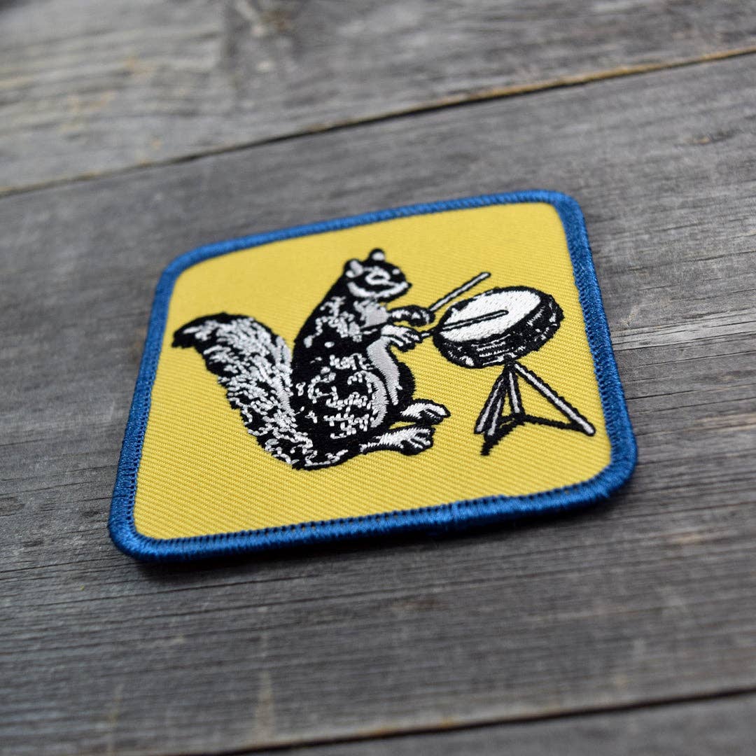 Ferdinand Drumming Squirrel Embroidered Patch