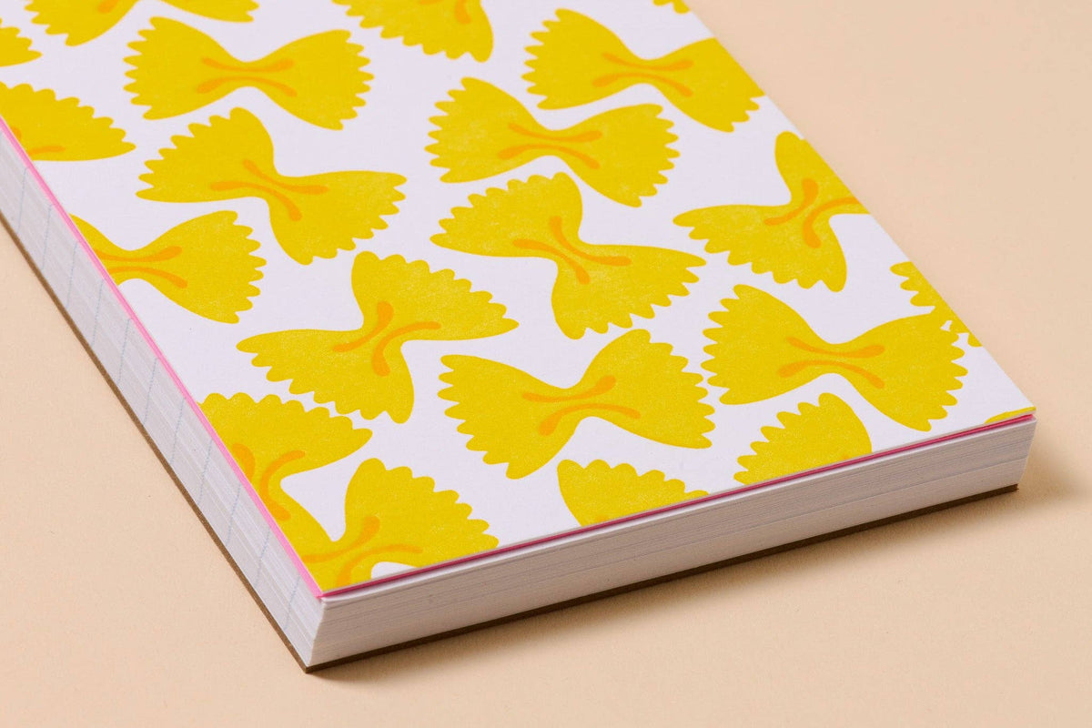 Farfalle Bowtie Pasta Foodie Letterpress Spiral Pocket Size Notebook Fathers Day Gift Mothers Day
