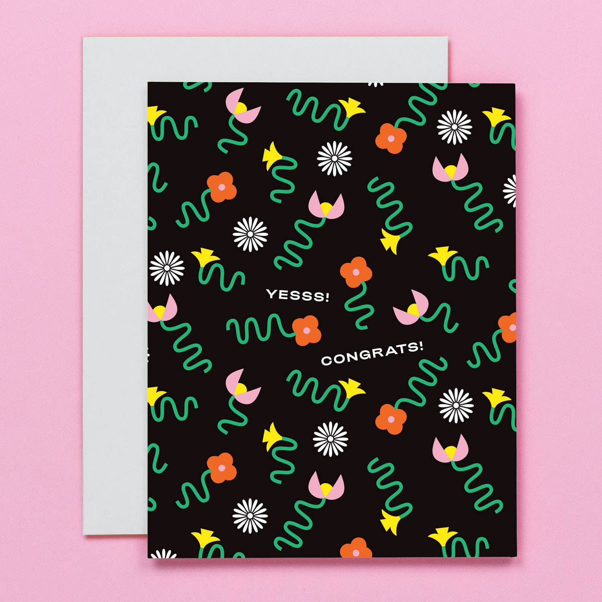 Yesss! Congrats! • Squiggle Fleurs Congrats Card