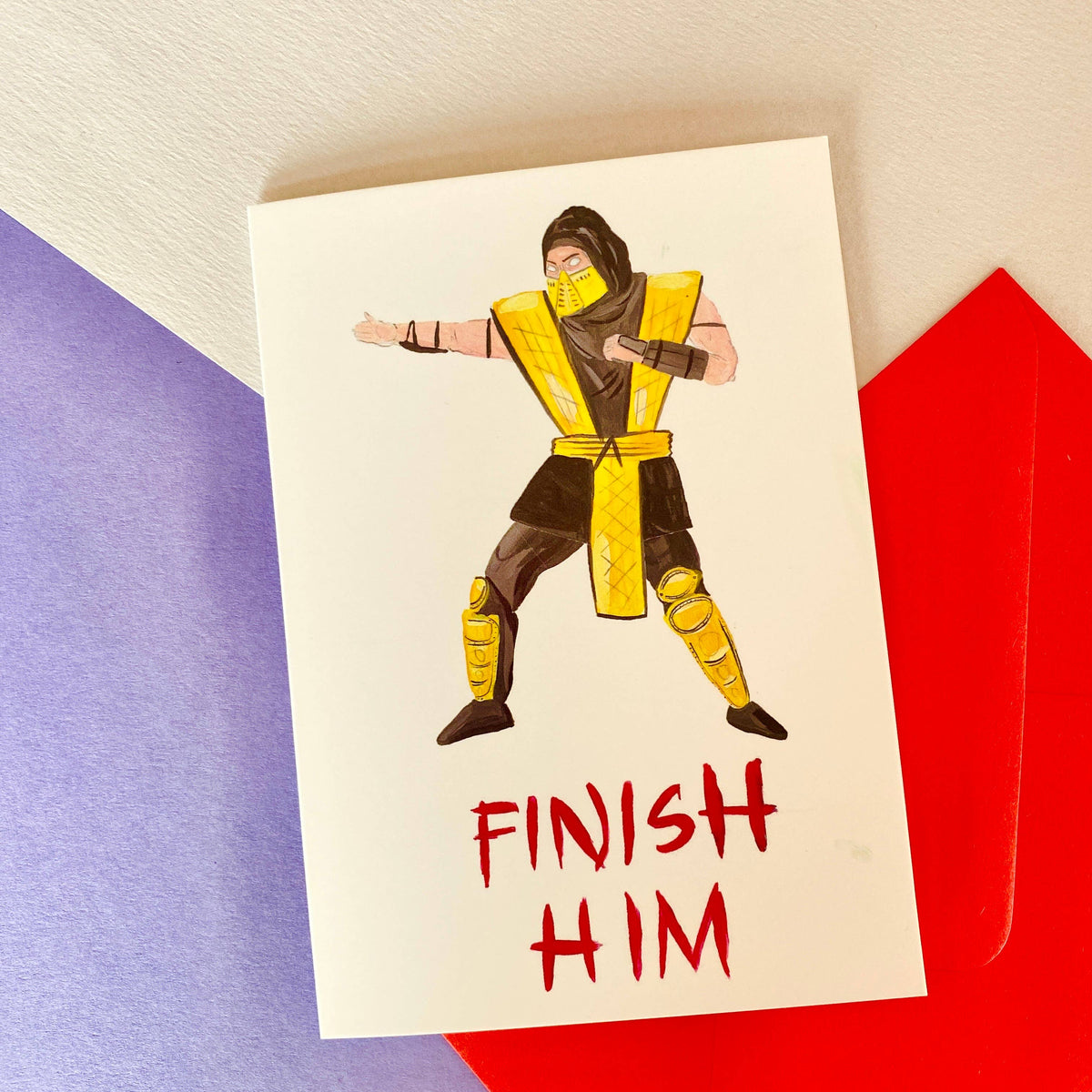 Finish Him, Mortal Combat Inspired A6 Greeting Card