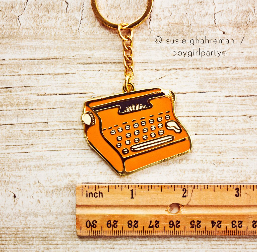 Typewriter Keychain -- Metal Enamel Key Chain Housewarming