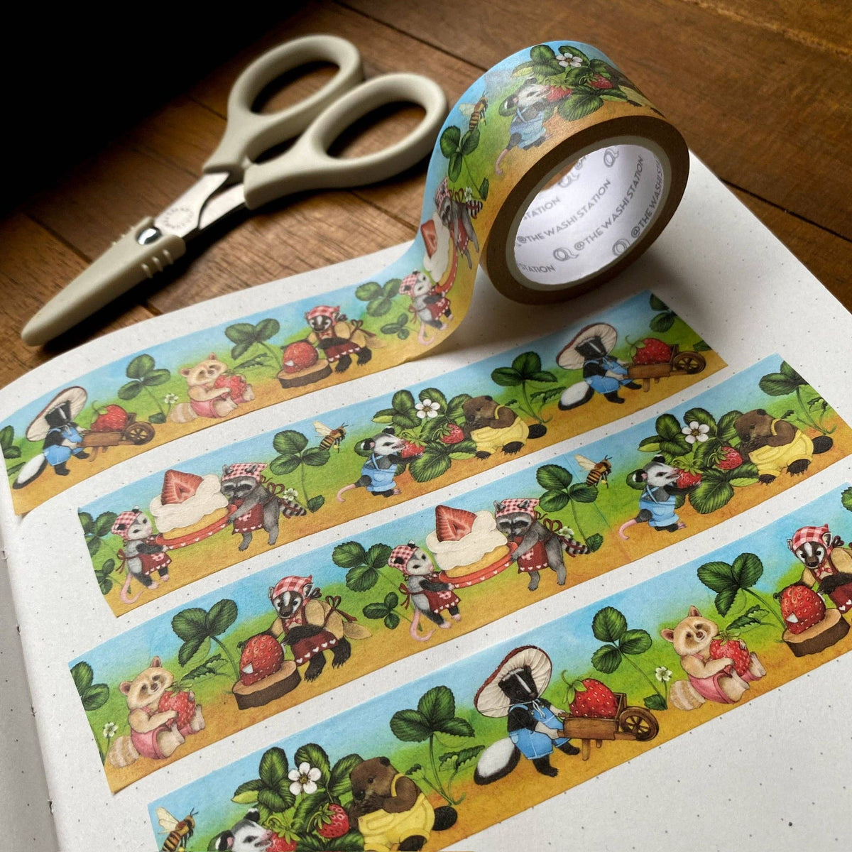 Strawberry Farm Critters Washi Tape