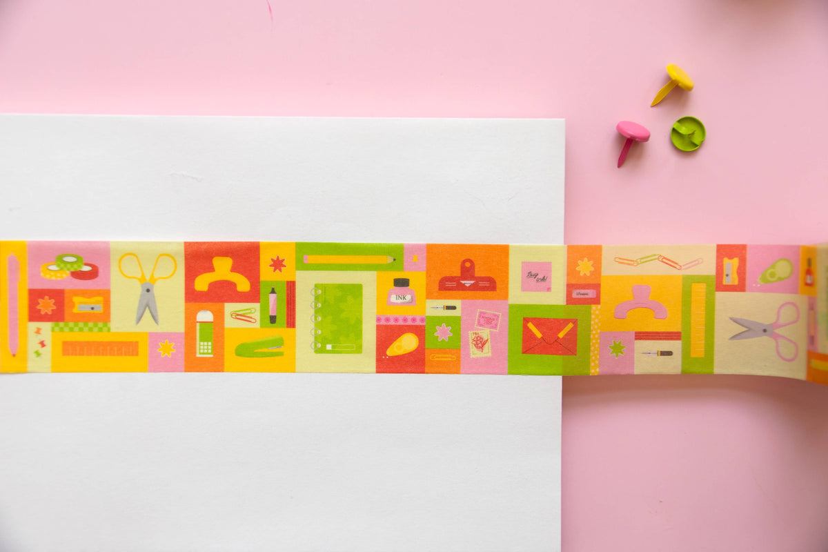 Stationery Patchwork 30mm Wide, Decorative Washi Tape