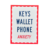 Keys Wallet Phone Anxiety Mini Riso Print