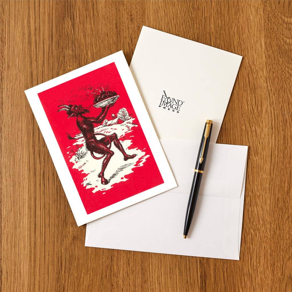 Greeting Card DM-08 Devil with Steaming Apples