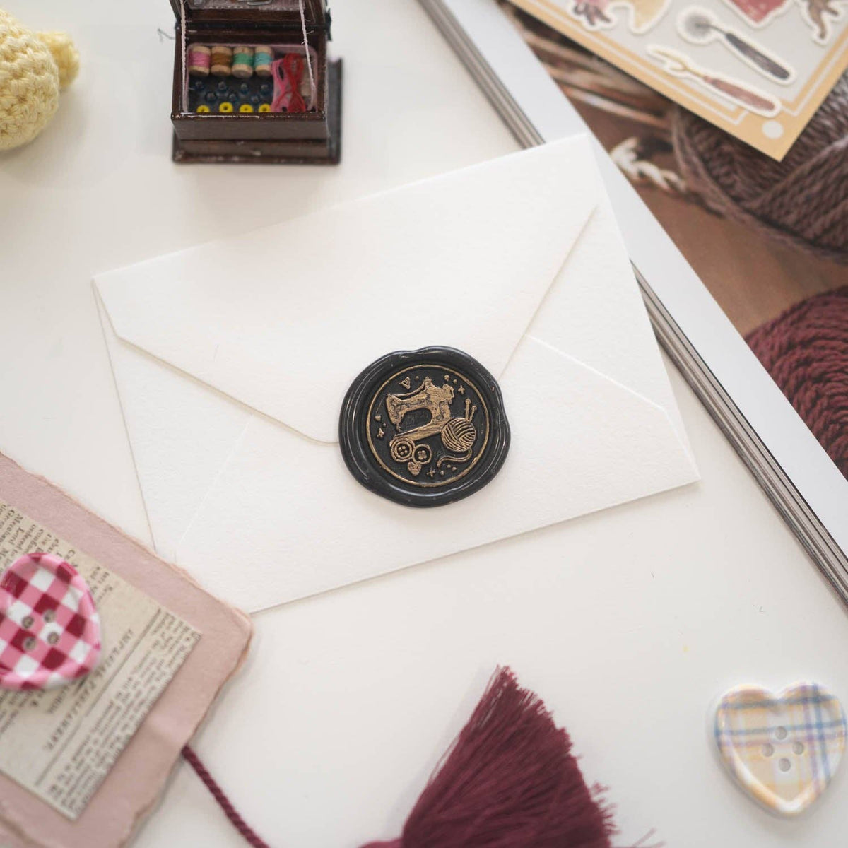 Sewing & Yarn wax seal stamp, wax seal kit or stamp head