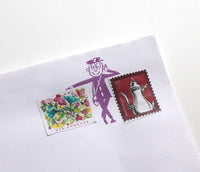 Mr Zip Leaning Rubber stamp
