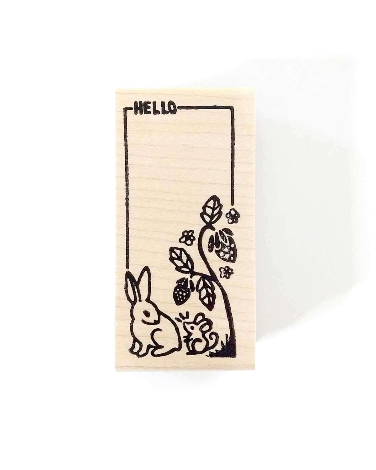 Bunny & Mouse Hello Rubber Stamp