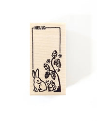Bunny & Mouse Hello Rubber Stamp