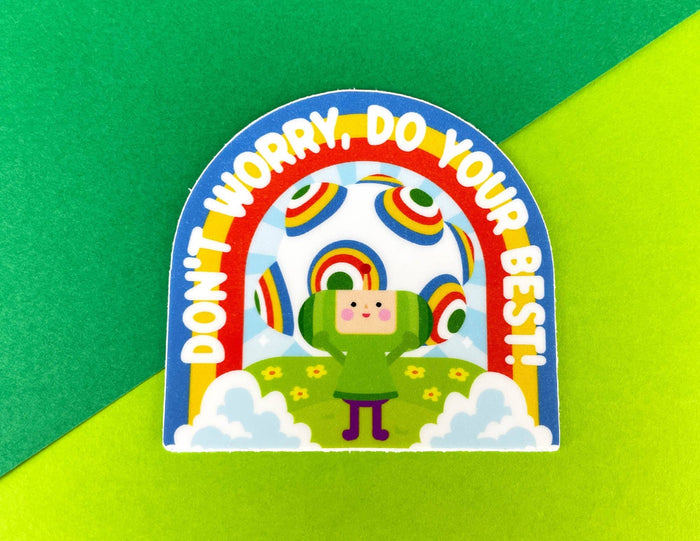 On The Rocks Vinyl Sticker. Don't Worry Do Your Best! Kawaii