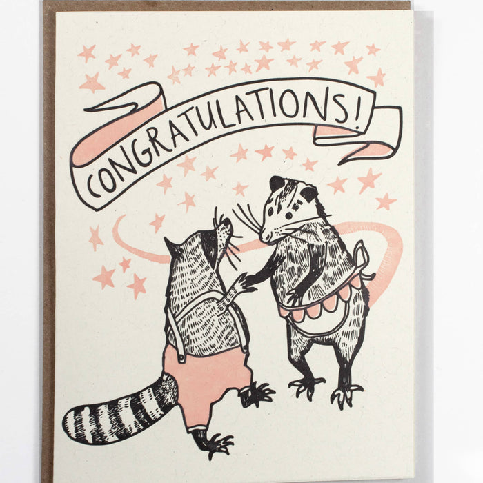 Raccoon Possum Congrats Card