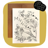 MICHIGAN State Flower & Bird Greeting Card
