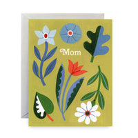 Green Floral Mom Greeting Card