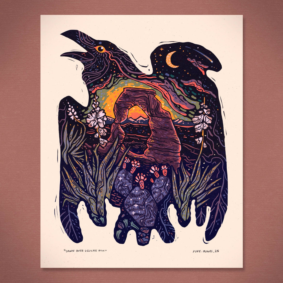 Raven Delicate Arch - 8x10 Nature Wilderness Art Print 