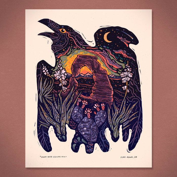 Raven Delicate Arch - 8x10 Nature Wilderness Art Print 