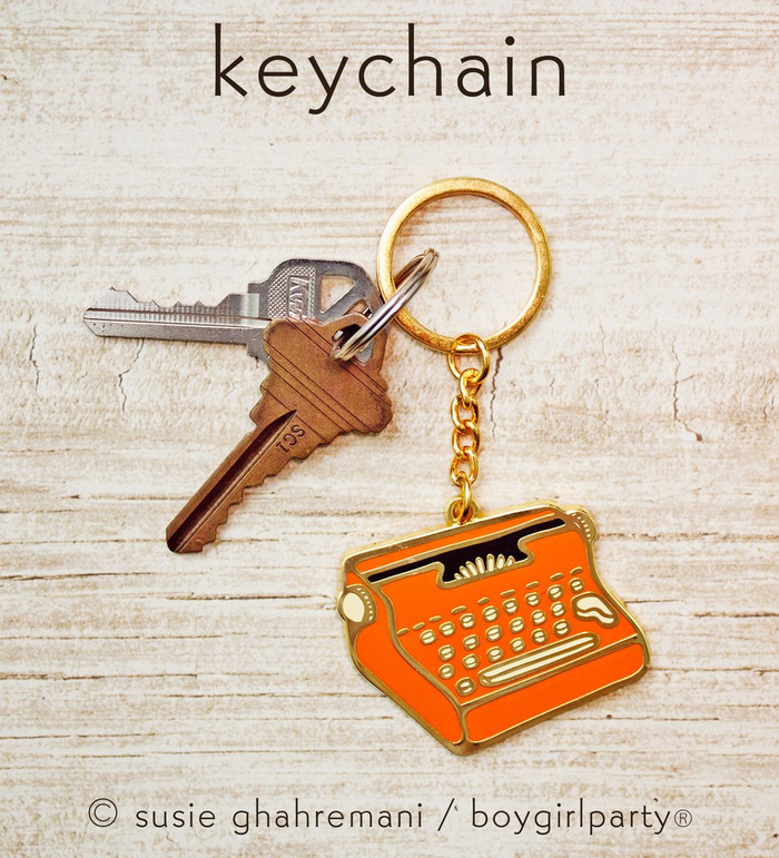 Typewriter Keychain -- Metal Enamel Key Chain Housewarming