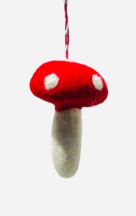 3.5 " Felt Mushroom ornament, red