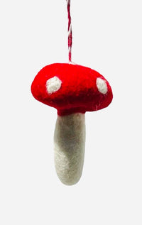 3.5 " Felt Mushroom ornament, red
