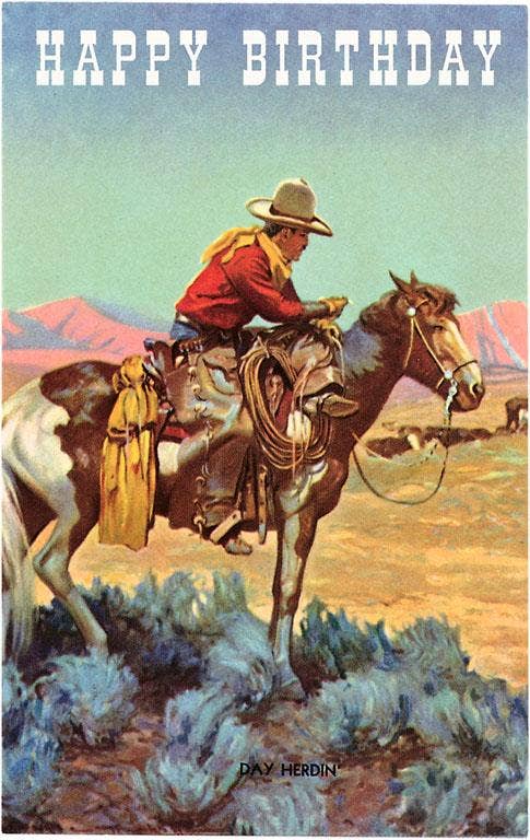 Postcard HB-389 Happy Birthday, Day Herdin'