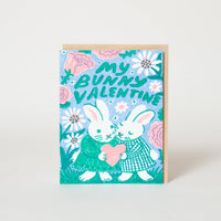 Bunny Valentine Letterpress Greeting Card by Phoebe Wahl