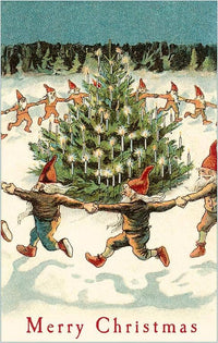Postcard MC-415 Merry Christmas, Elves Dancing Around Tree