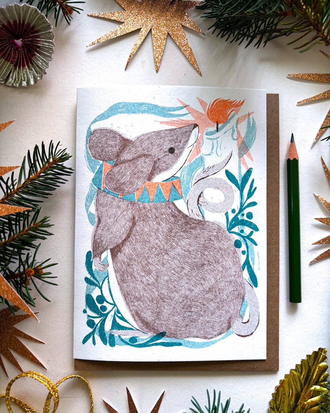 Midnight Mistletoe Mouse Card