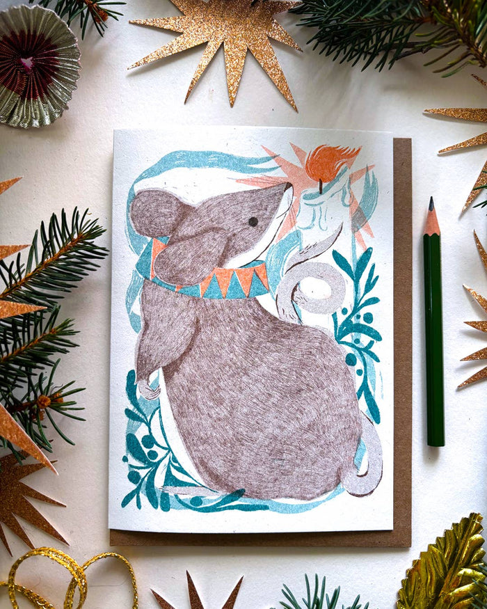 Midnight Mistletoe Mouse Card