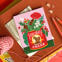 Squirrel Tin Holiday Cheer - Timeless Floral Holiday Card