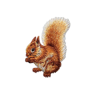 Squirrel - Brown - Facing Left with Acorn nut Iron on Patch
