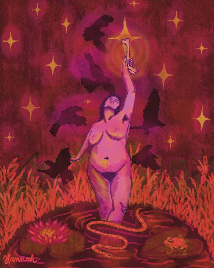 Bone Collector Giclée Art Print, Witchy Wall Decor