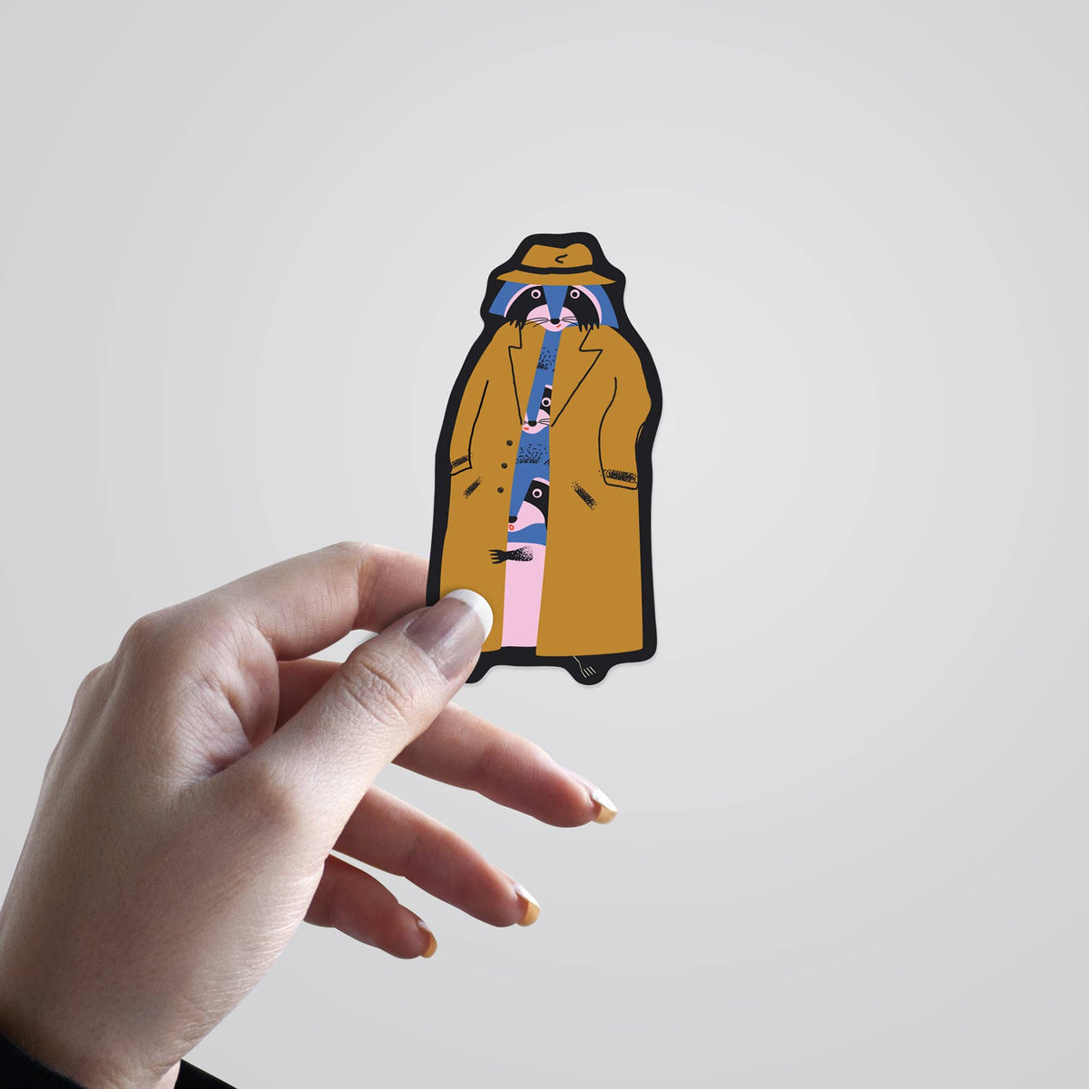Vinyl Sticker - Trenchcoat Raccoons