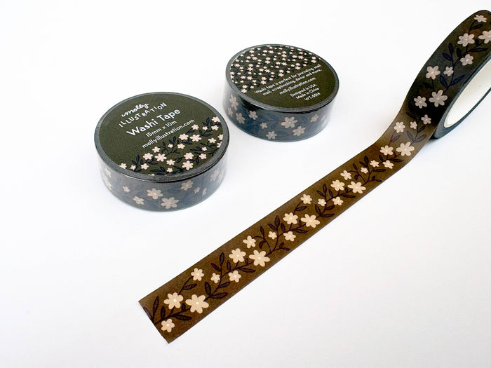 Green Scrolling Flower Decorative Washi Tape 