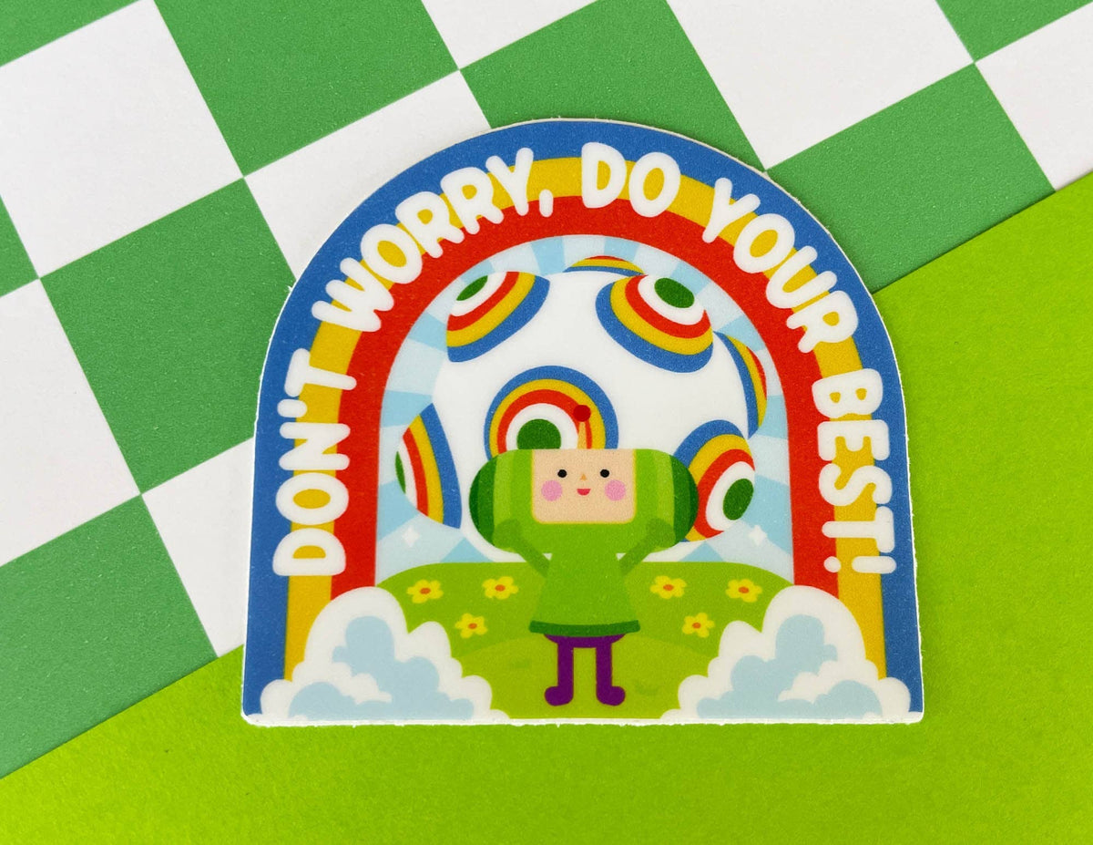 On The Rocks Vinyl Sticker. Don't Worry Do Your Best! Kawaii